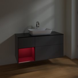 Тумба під раковину Villeroy & Boch Finion 120х50,1 см із підсвічуванням МДФ антрацит матовий лак/скло чорне матове F822HBGK