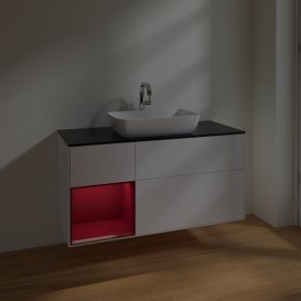 Тумба під раковину Villeroy & Boch Finion 120х50,1 см із підсвічуванням МДФ білий матовий лак/скло чорне матове F822HBMT