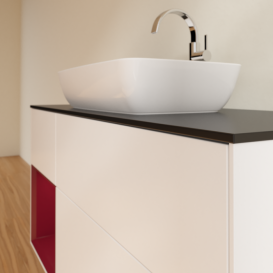 Тумба під раковину Villeroy & Boch Finion 120х50,1 см із підсвічуванням МДФ білий матовий лак/скло чорне матове F822HBMT