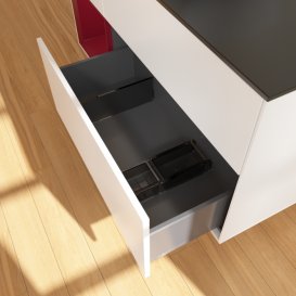 Тумба під раковину Villeroy & Boch Finion 120х50,1 см із підсвічуванням МДФ білий матовий лак/скло чорне матове F822HBMT