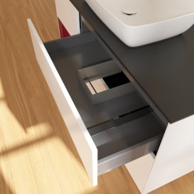 Тумба під раковину Villeroy & Boch Finion 120х50,1 см із підсвічуванням МДФ білий матовий лак/скло чорне матове F822HBMT