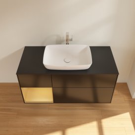Тумба под раковину Villeroy & Boch Finion 120х50,1 см с подсветкой МДФ черный матовый лак/стекло черное матовое F822HFPD