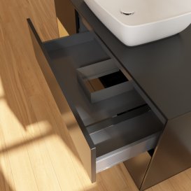 Тумба под раковину Villeroy & Boch Finion 120х50,1 см с подсветкой МДФ черный матовый лак/стекло черное матовое F822HFPD