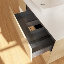 Тумба під раковину Villeroy & Boch Finion 120х50,1 см із підсвічуванням МДФ шпон дуба/скло біле матове F821GFPC