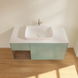 Тумба під раковину Villeroy & Boch Finion 120х50,1 см із підсвічуванням МДФ оливковий матовий лак/скло біле матове F821GNGM