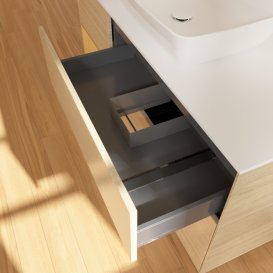 Тумба под раковину Villeroy & Boch Finion 120х50,1 см с подсветкой МДФ шпон дуба/стекло белое матовое F821HFPC