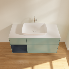 Тумба під раковину Villeroy & Boch Finion 120х50,1 см із підсвічуванням МДФ оливковий матовий лак/скло біле матове F821HGGM