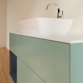 Тумба під раковину Villeroy & Boch Finion 120х50,1 см із підсвічуванням МДФ оливковий матовий лак/скло біле матове F821HGGM