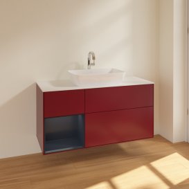 Тумба под раковину Villeroy & Boch Finion 120х50,1 см с подсветкой МДФ пион матовый лак/стекло белое матовое F821HGHB