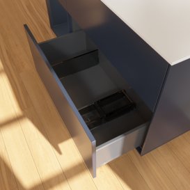 Тумба під раковину Villeroy & Boch Finion 120х50,1 см із підсвічуванням МДФ темно-синій матовий лак/скло біле матове F821HGHG