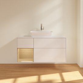 Тумба під раковину Villeroy & Boch Finion 120х50,1 см з підсвіткою МДФ білий глянцевий лак/скло біле матове F821PCGF