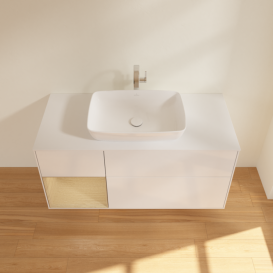 Тумба під раковину Villeroy & Boch Finion 120х50,1 см з підсвіткою МДФ білий глянцевий лак/скло біле матове F821PCGF