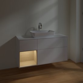 Тумба під раковину Villeroy & Boch Finion 120х50,1 см з підсвіткою МДФ білий глянцевий лак/скло біле матове F821PCGF