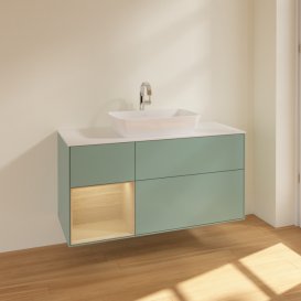 Тумба под раковину Villeroy & Boch Finion 120х50,1 см с подсветкой МДФ оливковый матовый лак/стекло белое матовое F821PCGM