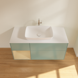 Тумба под раковину Villeroy & Boch Finion 120х50,1 см с подсветкой МДФ оливковый матовый лак/стекло белое матовое F821PCGM