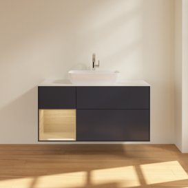 Тумба под раковину Villeroy & Boch Finion 120х50,1 см с подсветкой МДФ темно-синий матовый лак/стекло белое матовое F821PCHG