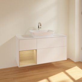 Тумба під раковину Villeroy & Boch Finion 120х50,1 см із підсвічуванням МДФ білий матовий лак/скло біле матове F821PCMT