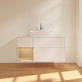 Тумба під раковину Villeroy & Boch Finion 120х50,1 см із підсвічуванням МДФ білий матовий лак/скло біле матове F821PCMT