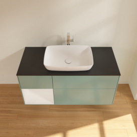 Тумба під раковину Villeroy & Boch Finion 120х50,1 см із підсвічуванням МДФ оливковий матовий лак/скло чорне матове F822GFGM