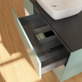 Тумба під раковину Villeroy & Boch Finion 120х50,1 см із підсвічуванням МДФ оливковий матовий лак/скло чорне матове F822GFGM