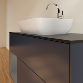 Тумба під раковину Villeroy & Boch Finion 120х50,1 см із підсвічуванням МДФ темно-синій матовий лак/скло чорне матове F822GKHG