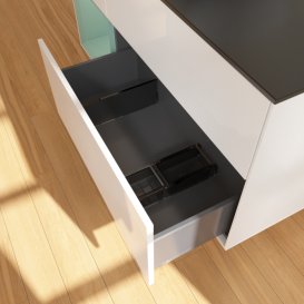 Тумба под раковину Villeroy & Boch Finion 120х50,1 см с подсветкой МДФ глянцевый белый лак/стекло черное матовое F822GMGF