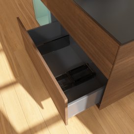 Тумба під раковину Villeroy & Boch Finion 120х50,1 см із підсвічуванням МДФ шпон волоського горіха/скло чорне матове F822GMGN