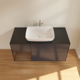 Тумба під раковину Villeroy & Boch Finion 120х50,1 см із підсвічуванням МДФ темно-синій матовий лак/скло чорне матове F822GNHG