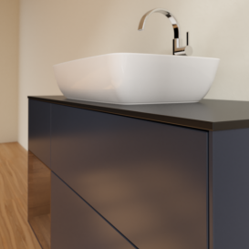 Тумба під раковину Villeroy & Boch Finion 120х50,1 см із підсвічуванням МДФ темно-синій матовий лак/скло чорне матове F822GNHG