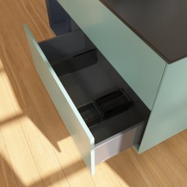 Тумба під раковину Villeroy & Boch Finion 120х50,1 см із підсвічуванням МДФ оливковий матовий лак/скло чорне матове F822HGGM