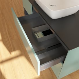 Тумба під раковину Villeroy & Boch Finion 120х50,1 см із підсвічуванням МДФ оливковий матовий лак/скло чорне матове F822HGGM