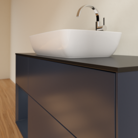 Тумба під раковину Villeroy & Boch Finion 120х50,1 см із підсвічуванням МДФ темно-синій матовий лак/скло чорне матове F822HGHG