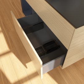 Тумба під раковину Villeroy & Boch Finion 120х50,1 см з підсвічуванням МДФ шпон дуба/скло чорне матове F822HGPC