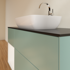 Тумба под раковину Villeroy & Boch Finion 120х50,1 см с подсветкой МДФ оливковый матовый лак/стекло черное матовое F822MTGM