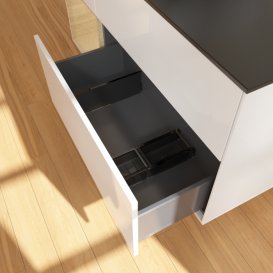 Тумба под раковину Villeroy & Boch Finion 120х50,1 см с подсветкой МДФ глянцевый белый лак/стекло черное матовое F822PCGF