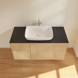 Тумба под раковину Villeroy & Boch Finion 120х50,1 см с подсветкой МДФ шпон дуба/стекло черное матовое F822PCPC