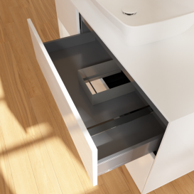 Тумба під раковину Villeroy & Boch Finion 120х50,1 см із підсвічуванням МДФ білий глянцевий лак/скло біле матове G821GFGF