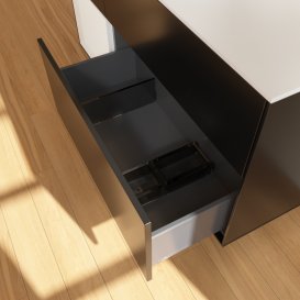 Тумба под раковину Villeroy & Boch Finion 120х50,1 см с подсветкой МДФ черный матовый лак/стекло белое матовое G821GFPD