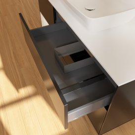 Тумба под раковину Villeroy & Boch Finion 120х50,1 см с подсветкой МДФ черный матовый лак/стекло белое матовое G821GFPD