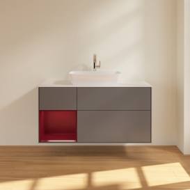 Тумба під раковину Villeroy & Boch Finion 120х50,1 см із підсвічуванням МДФ антрацит матовий лак/скло біле матове G821HBGK