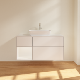 Тумба під раковину Villeroy & Boch Finion 120х50,1 см із підсвічуванням МДФ білий матовий лак/скло біле матове G821MTMT