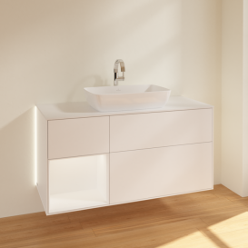 Тумба під раковину Villeroy & Boch Finion 120х50,1 см із підсвічуванням МДФ білий матовий лак/скло біле матове G821MTMT