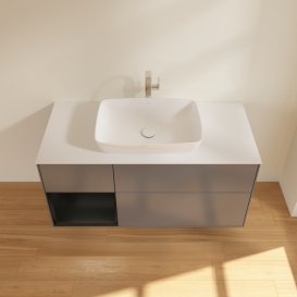 Тумба під раковину Villeroy & Boch Finion 120х50,1 см із підсвічуванням МДФ антрацит матовий лак/скло біле матове G821PDGK