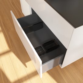 Тумба під раковину Villeroy & Boch Finion 120х50,1 см із підсвічуванням МДФ білий глянцевий лак/скло чорне матове G822GFGF