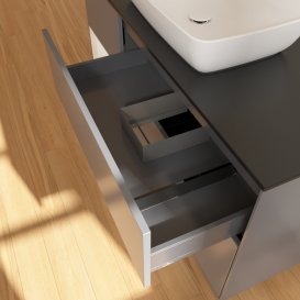 Тумба під раковину Villeroy & Boch Finion 120х50,1 см із підсвічуванням МДФ антрацит матовий лак/скло чорне матове G822GFGK