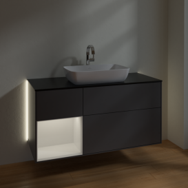 Тумба під раковину Villeroy & Boch Finion 120х50,1 см із підсвічуванням МДФ антрацит матовий лак/скло чорне матове G822GFGK