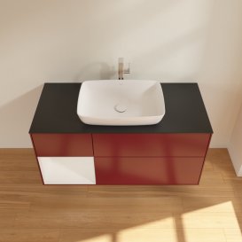 Тумба під раковину Villeroy & Boch Finion 120х50,1 см із підсвічуванням МДФ півонія матовий лак/скло чорне матове G822GFHB