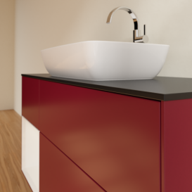 Тумба під раковину Villeroy & Boch Finion 120х50,1 см із підсвічуванням МДФ півонія матовий лак/скло чорне матове G822GFHB