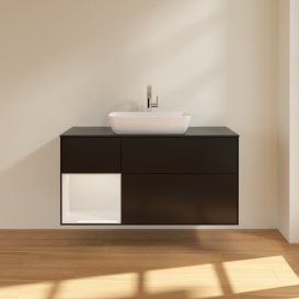 Тумба под раковину Villeroy & Boch Finion 120х50,1 см с подсветкой МДФ черный матовый лак/стекло черное матовое G822GFPD