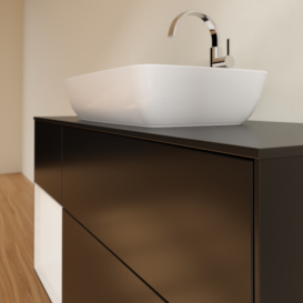 Тумба под раковину Villeroy & Boch Finion 120х50,1 см с подсветкой МДФ черный матовый лак/стекло черное матовое G822GFPD